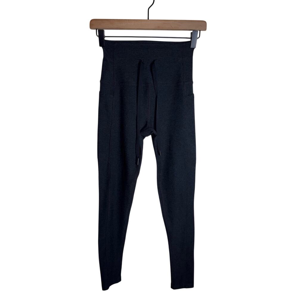 BEYOND YOGA Black Performance Drawstring Heathered Black athletic leggings S